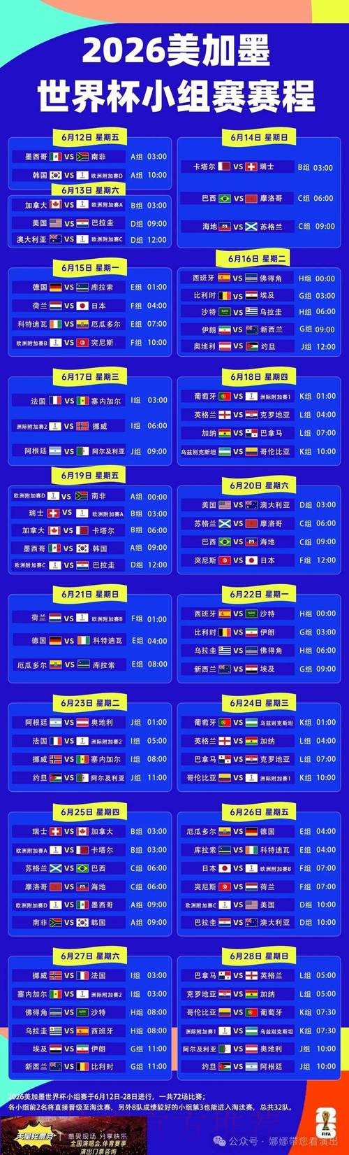 2026世界杯赛程一览完整安排官网入口 2026世界杯赛程一览完整安排官网入口